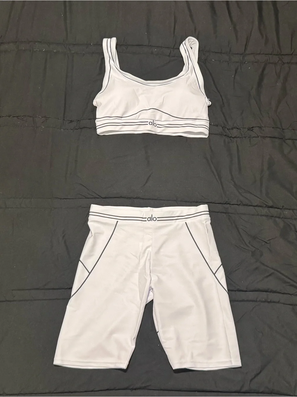 ALO Yoga White Active Shorts & Crop Set